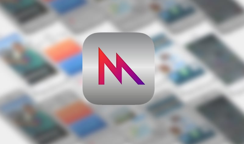 Illustration of the Metal framework logo flanked by out-of-focus iPhone screenshots, tiled at an isometric angle.
